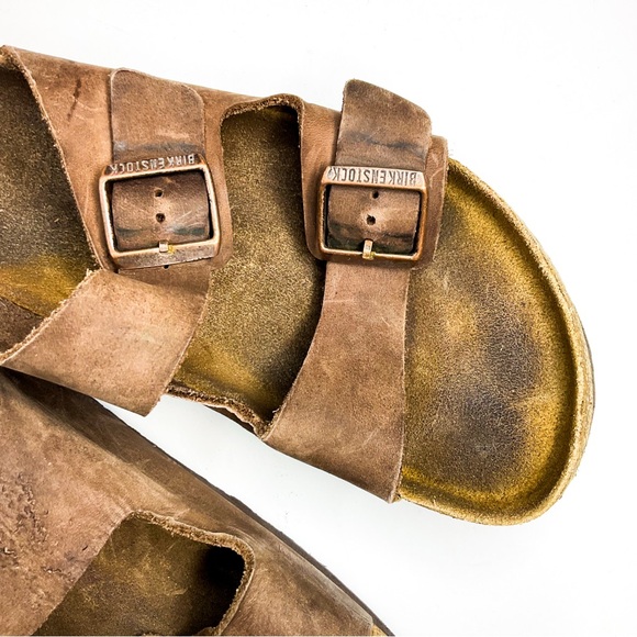 Men’s BIRKENSTOCKS Brown Leather Sandals with Buckles - Picture 3 of 7